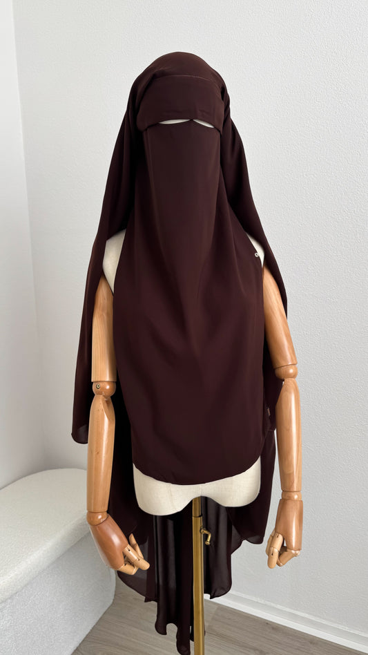 Maxi Niqab Khadija with Flap and Clips - Chocolate - Gamila Muslimah