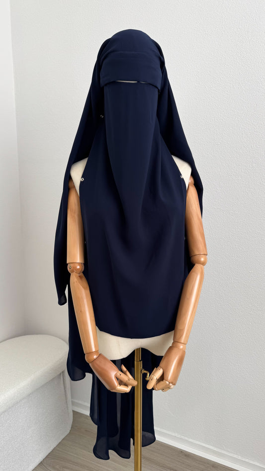 Maxi Niqab Khadija with Flap and Clips - Night Blue - Gamila Muslimah