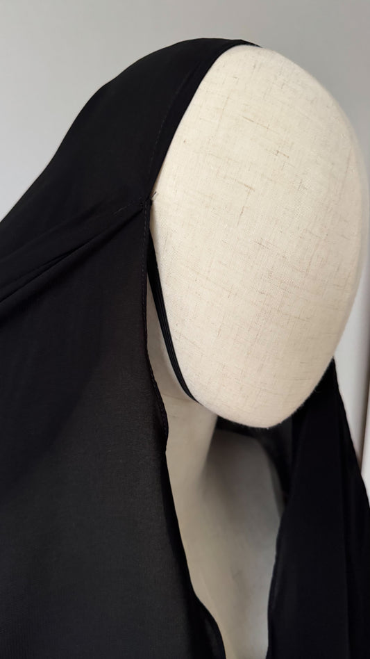Muslimah Overhead Cape with elastic - Black - Gamila Muslimah