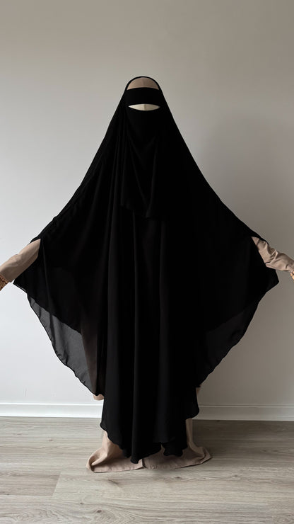 Muslimah Overhead Cape with elastic - Black - Gamila Muslimah