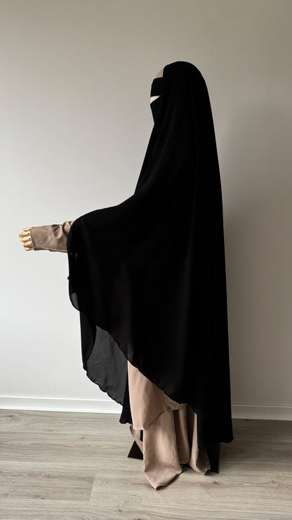Muslimah Overhead Cape with elastic - Black - Gamila Muslimah