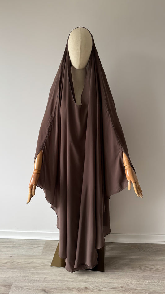 Muslimah Overhead Cape with elastic - Brown Taupe - Gamila Muslimah