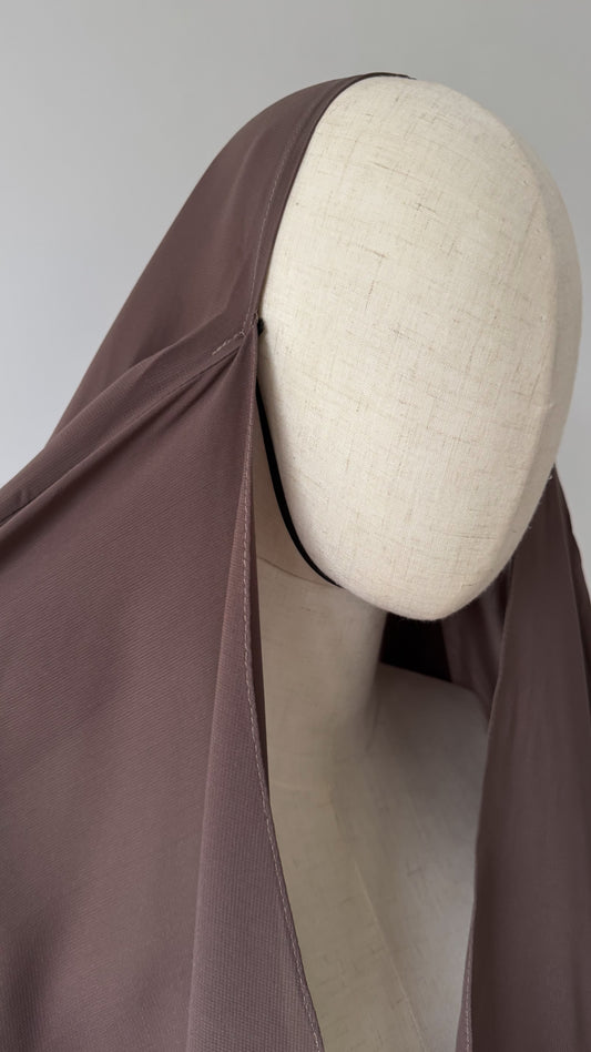 Muslimah Overhead Cape with elastic - Brown Taupe - Gamila Muslimah
