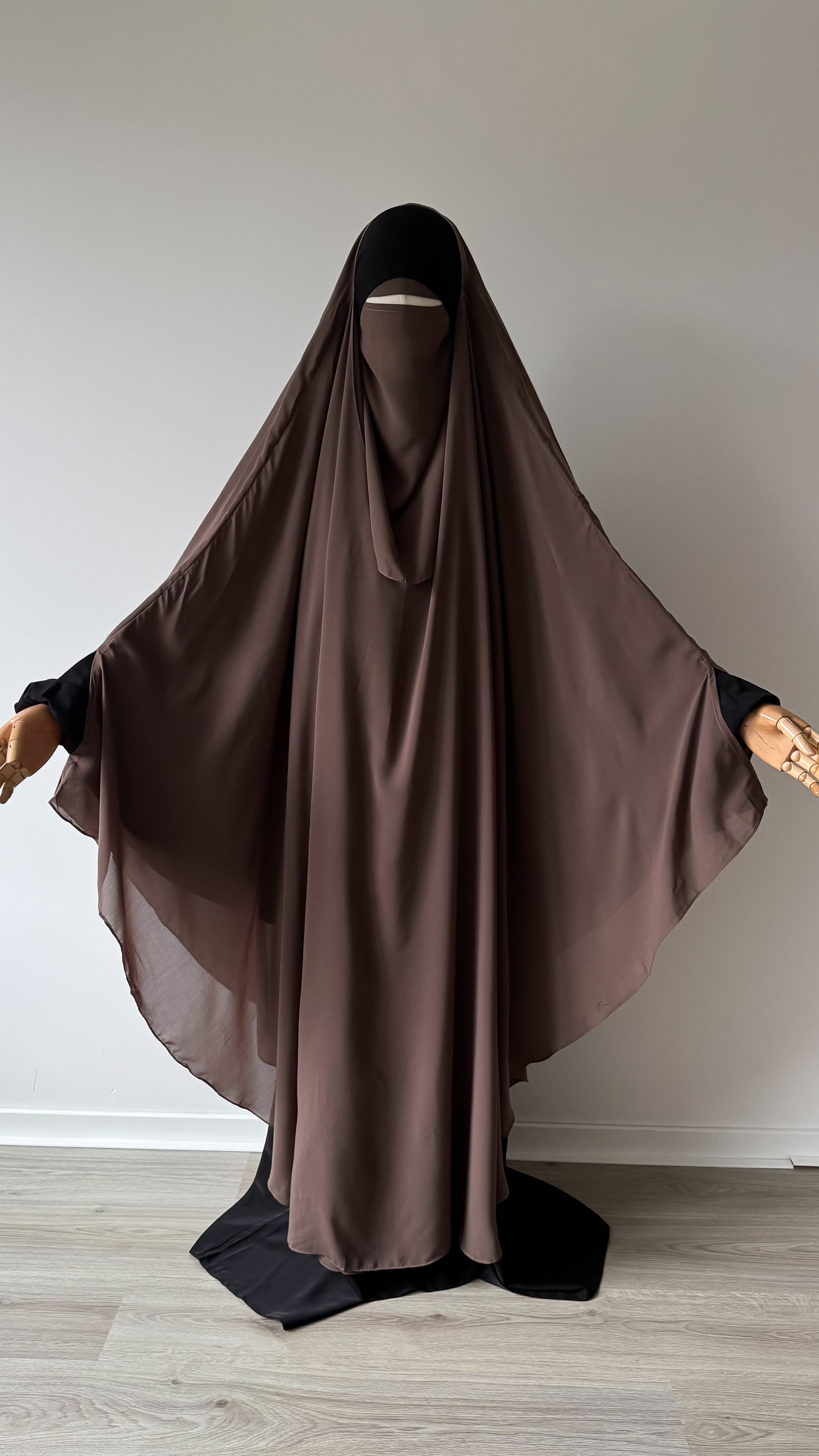 Muslimah Overhead Cape with elastic - Brown Taupe - Gamila Muslimah
