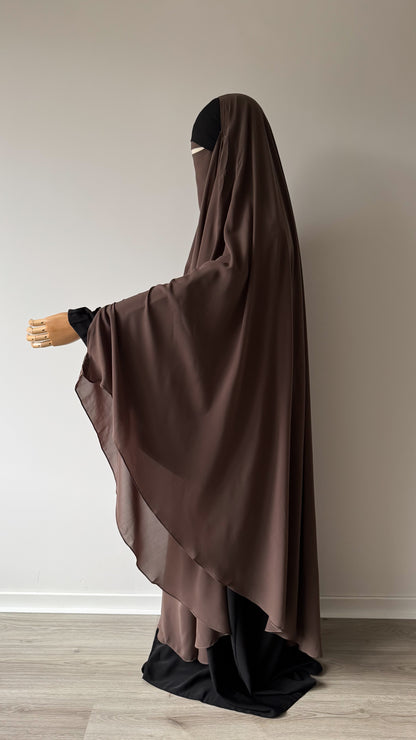 Muslimah Overhead Cape with elastic - Brown Taupe - Gamila Muslimah