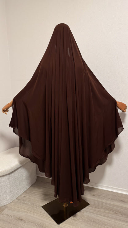 Muslimah Overhead Cape with elastic - Chocolate - Gamila Muslimah
