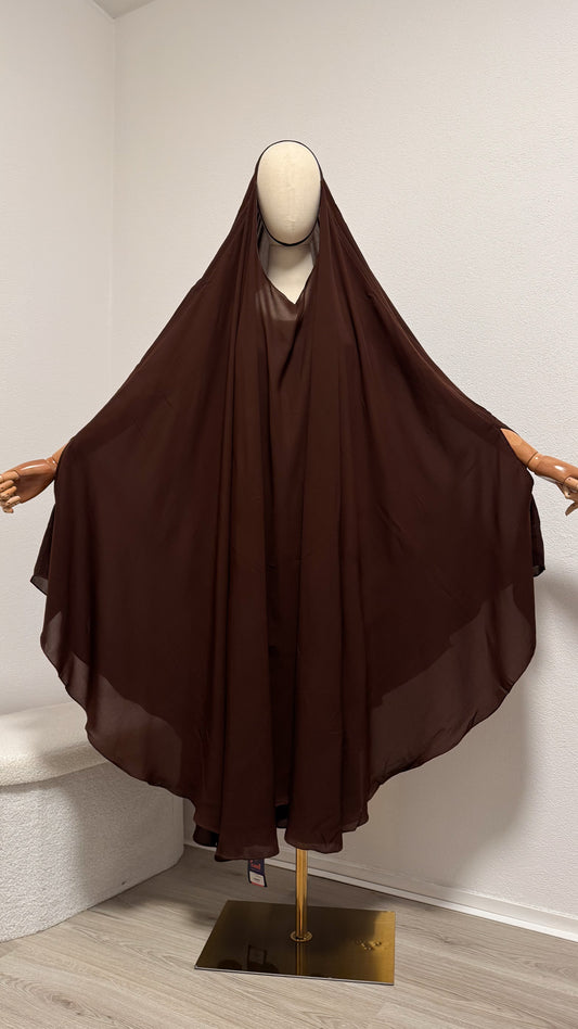 Muslimah Overhead Cape with elastic - Chocolate - Gamila Muslimah