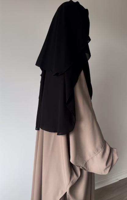 Niqab 2 layers with flap Black - Gamila Muslimah