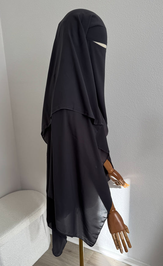 Niqab Aisha- with nose string - Anthracite Grey - Gamila Muslimah