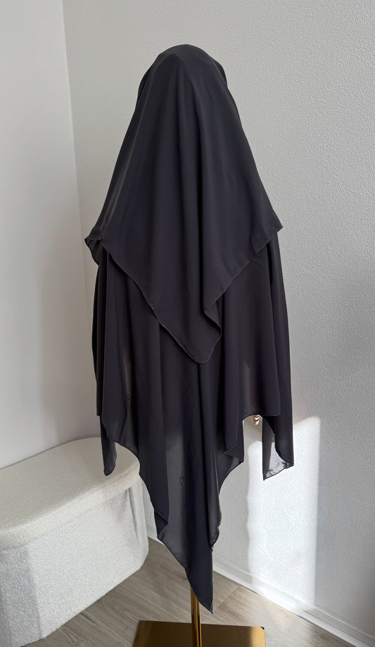Niqab Aisha- with nose string - Anthracite Grey - Gamila Muslimah
