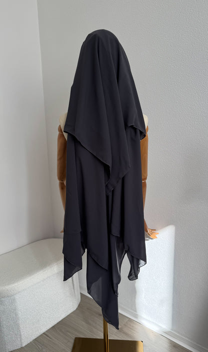 Niqab Aisha- with nose string - Anthracite Grey - Gamila Muslimah