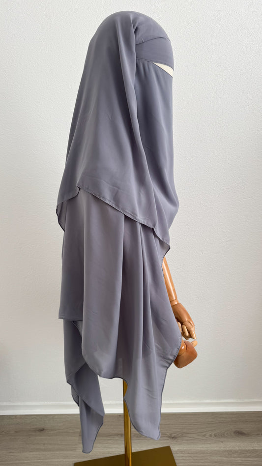 Niqab Aisha- with nose string - Grey - Gamila Muslimah