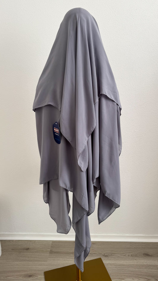 Niqab Aisha- with nose string - Grey - Gamila Muslimah