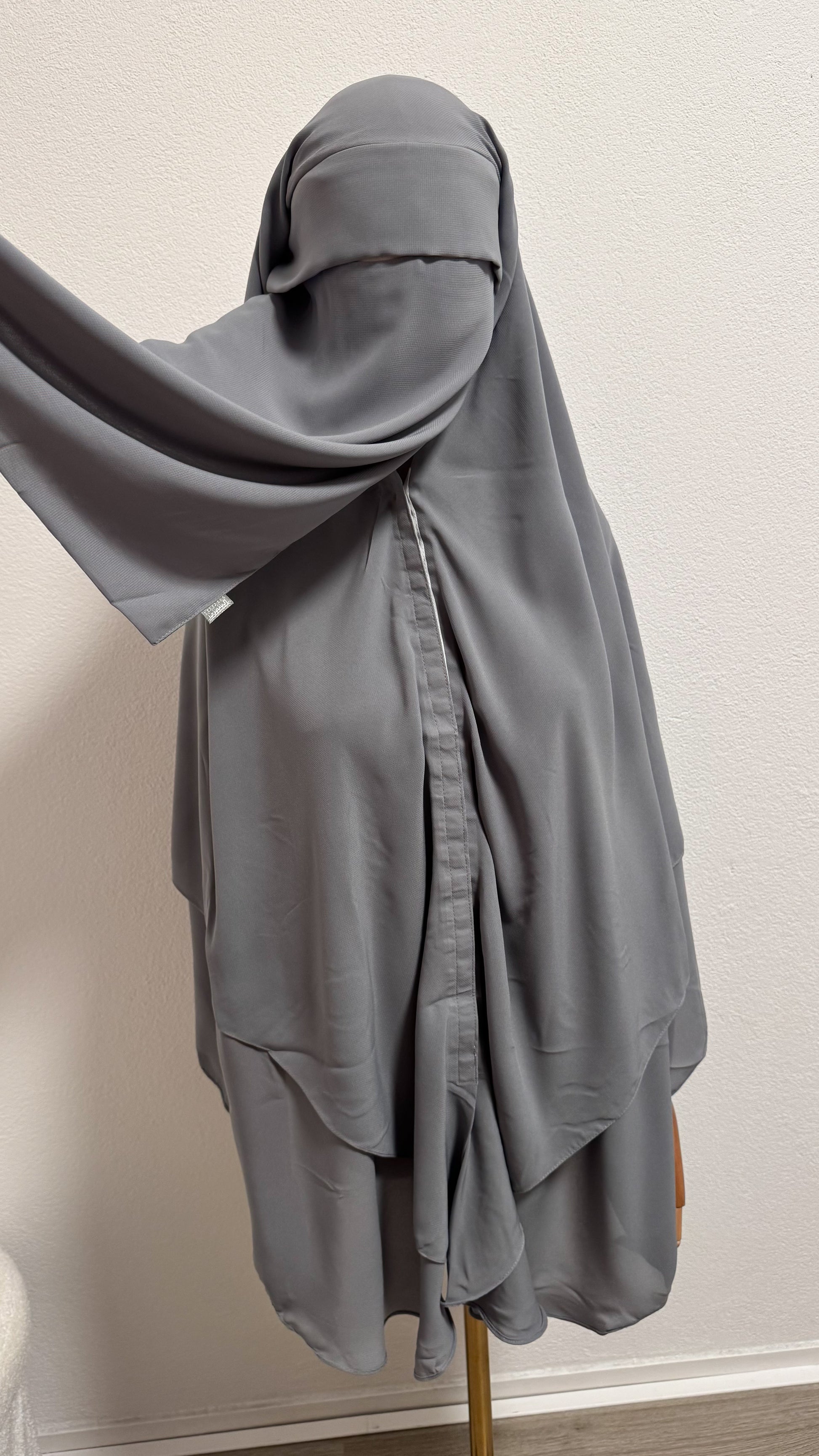 Niqab Asiyah with clips - Grey - Gamila Muslimah