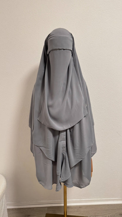 Niqab Asiyah with clips - Grey - Gamila Muslimah
