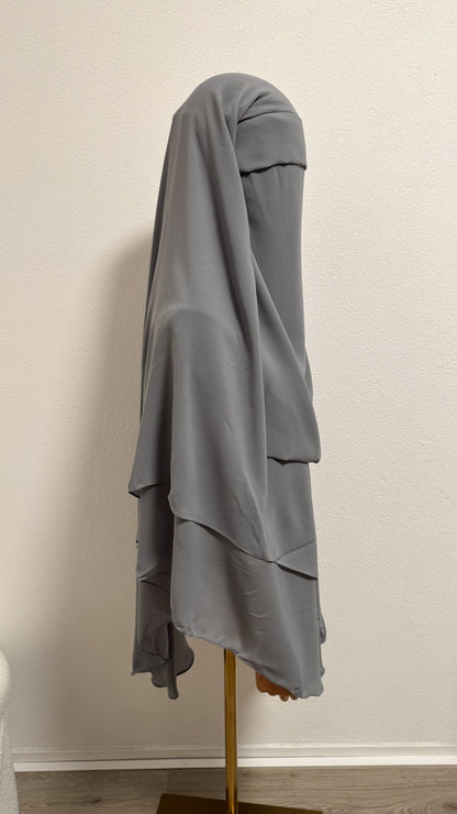 Niqab Asiyah with clips - Grey - Gamila Muslimah