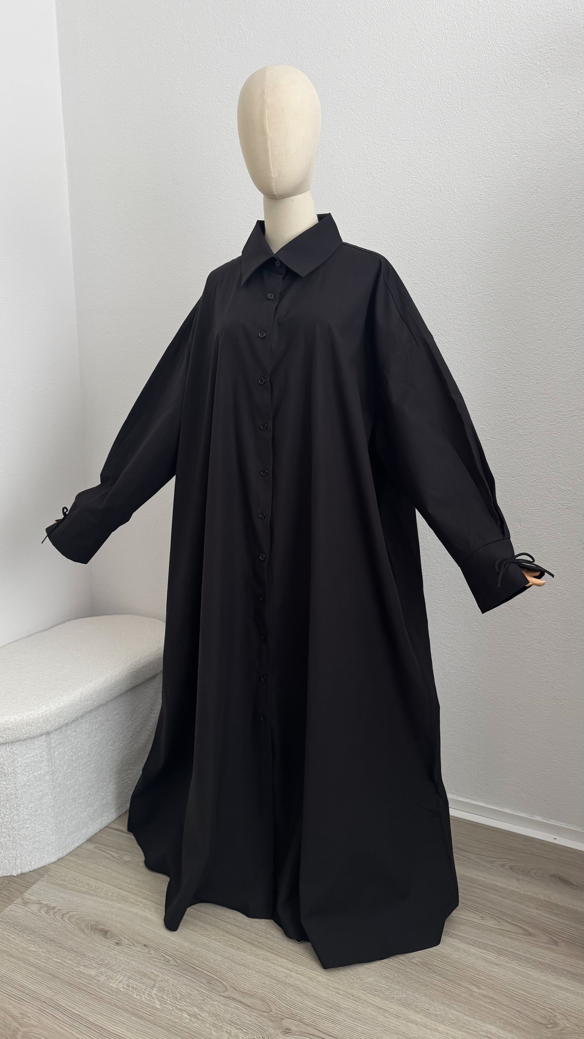Qameesa Abaya 100% Cotton - Black - Gamila Muslimah