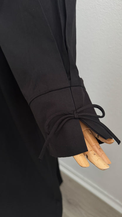 Qameesa Abaya 100% Cotton - Black - Gamila Muslimah