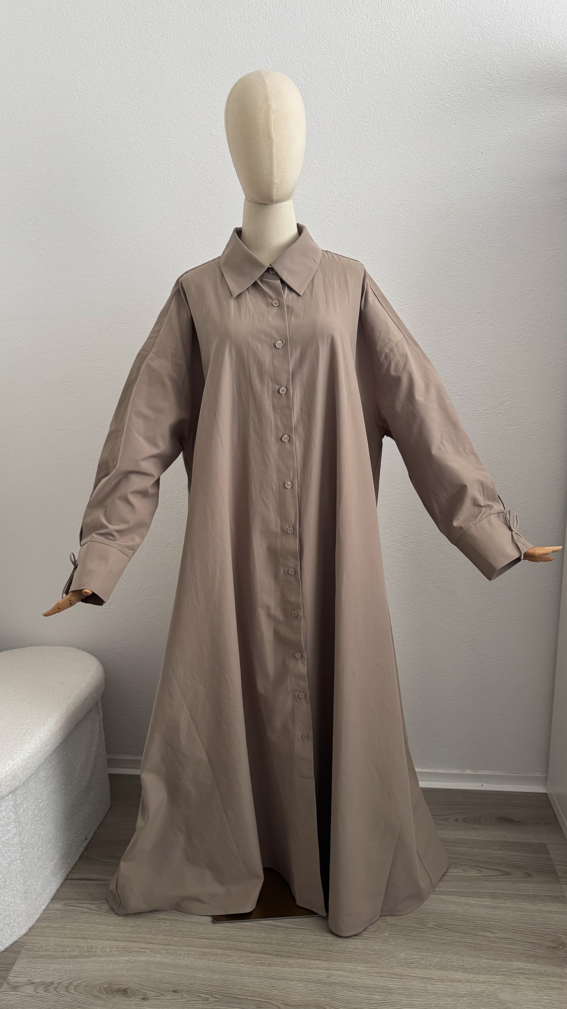 Qameesa Abaya 100% Cotton - Taupe - Gamila Muslimah