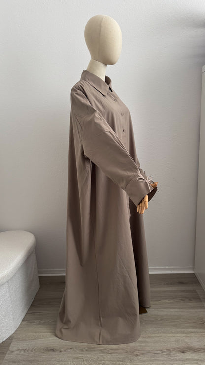Qameesa Abaya 100% Cotton - Taupe - Gamila Muslimah