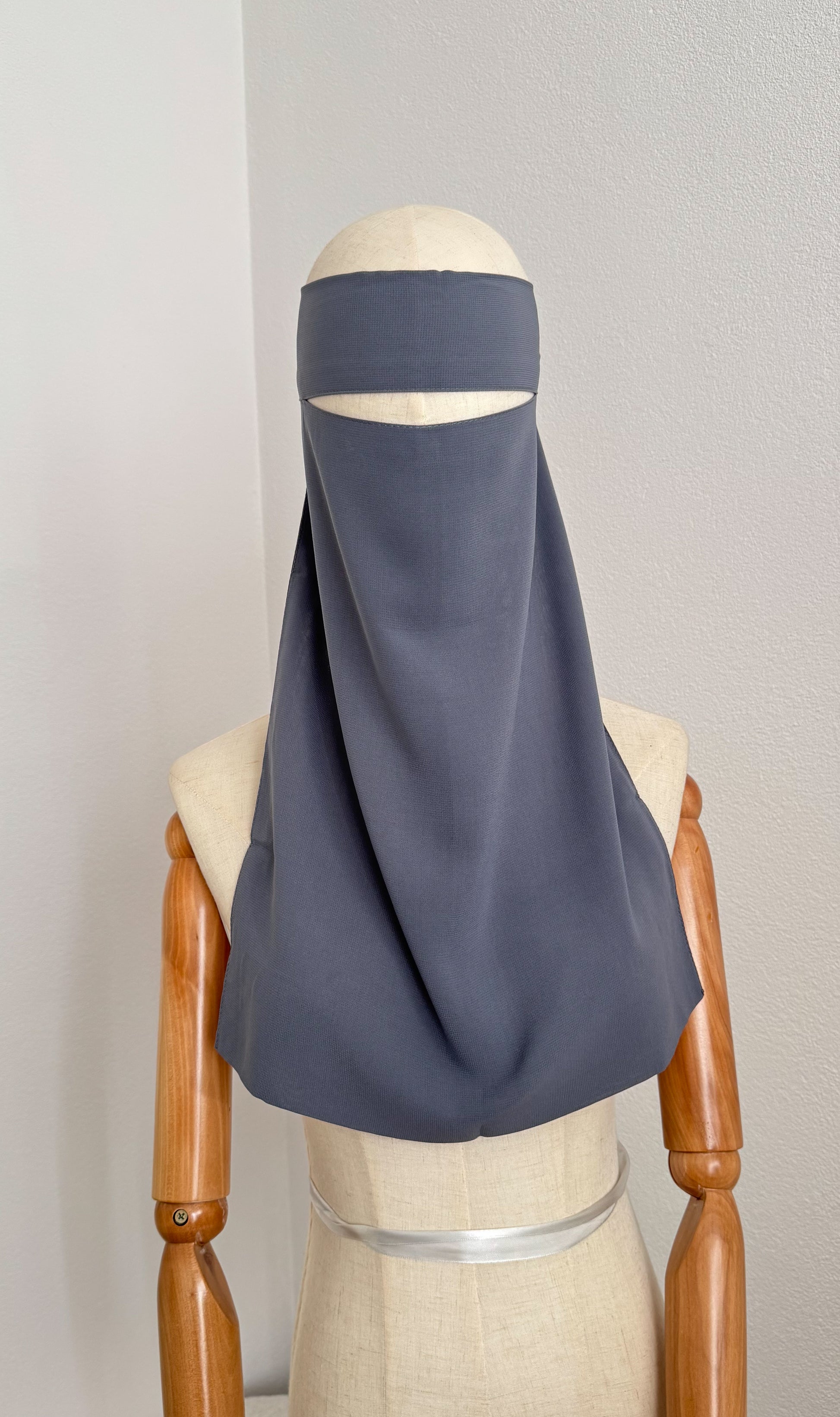 Simple Niqab Pinch Style- Dark Grey - Gamila Muslimah