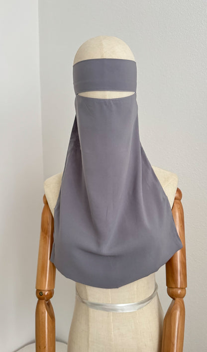 Simple Niqab Pinch Style- Light Grey - Gamila Muslimah