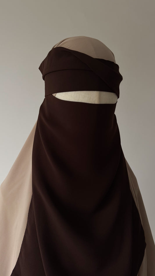 Simple Niqab with flap - Chocolate - Gamila Muslimah