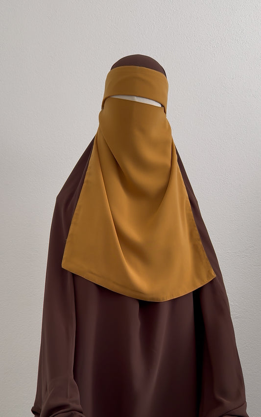 Simple Niqab with flap - Mustard - Gamila Muslimah