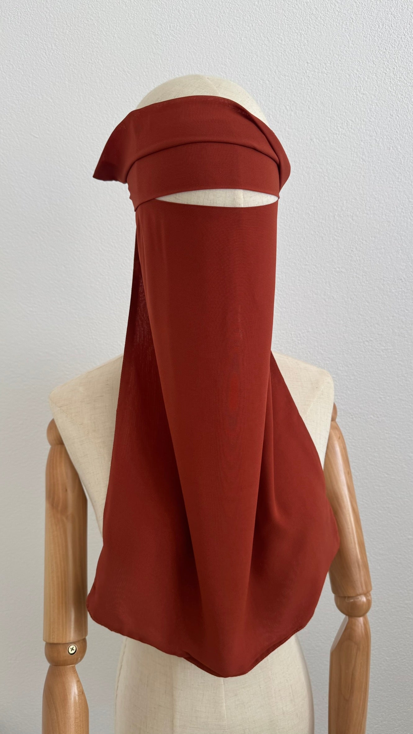 Simple Niqab with flap - Red- Brown - Gamila Muslimah