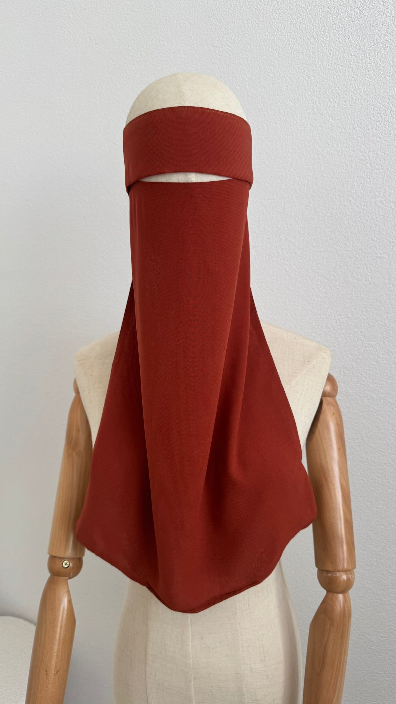 Simple Niqab with flap - Red- Brown - Gamila Muslimah