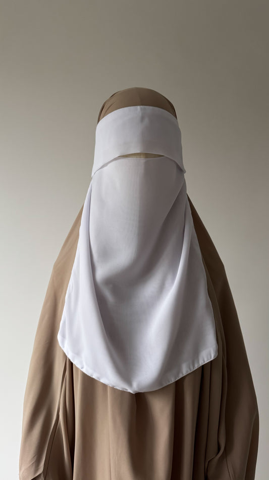 Simple Niqab with flap - White - Gamila Muslimah