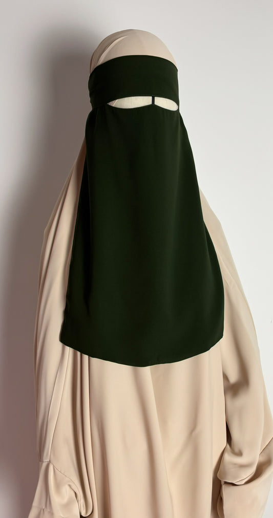 Simple Niqab with nose string - Army Green - Gamila Muslimah