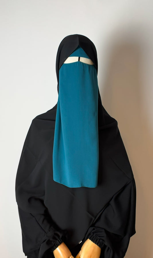 Simple Niqab with nose string - Turquoise - Gamila Muslimah